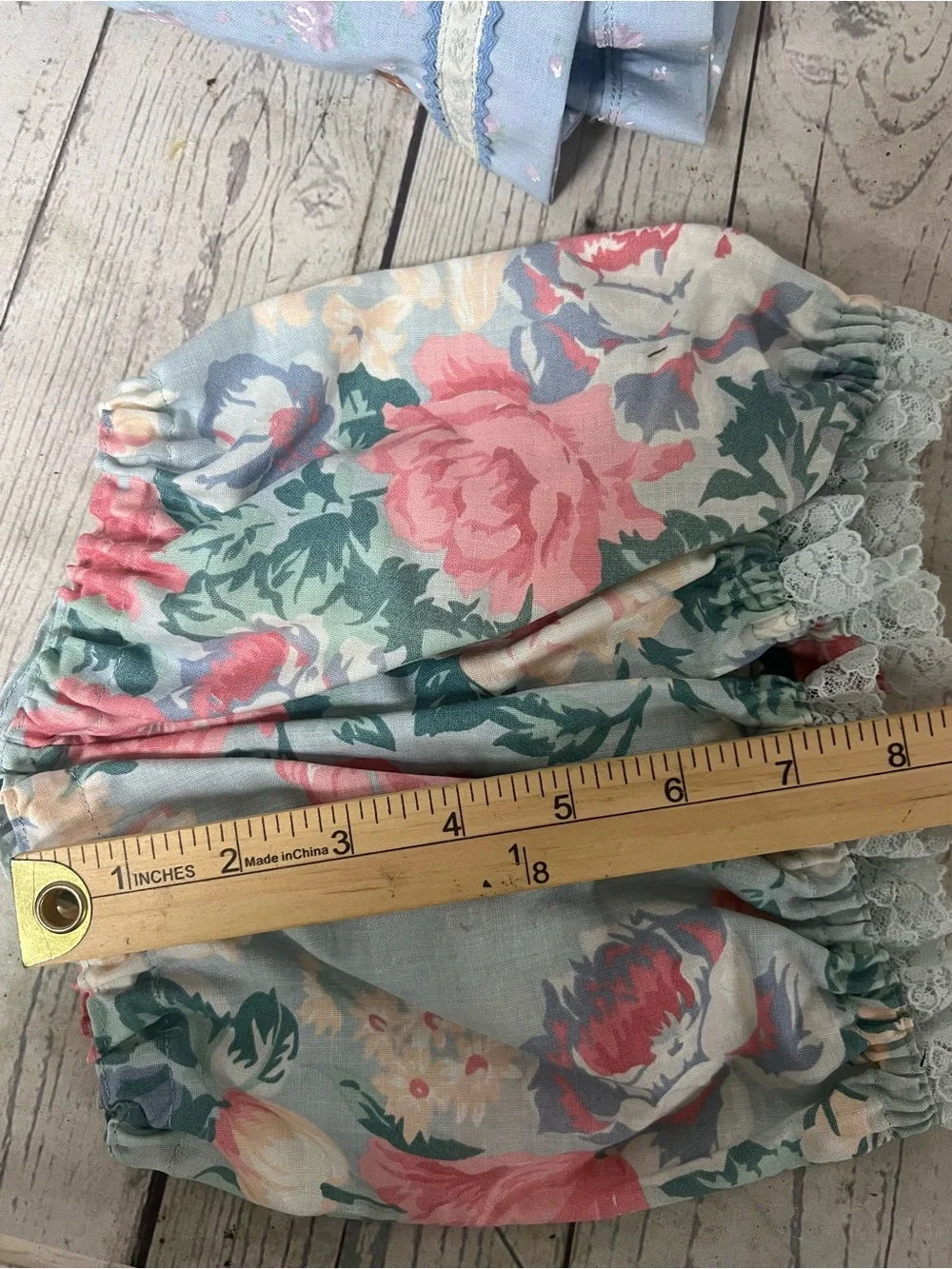 Vintage Hand Made Size 9-12 Months Baby Dress Embroidered Flower Bow Blue